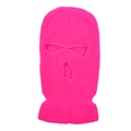 Textura de punto detallada del pasamontañas rosa neón de 3 agujeros para protección invernal - Ajustable / Rosa rojo