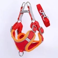 Detail view of breathable mesh dog harness and leash set with reflective stripes - Size M (Recommended 7-13 lbs) / Red Harness + 1.2m Leash