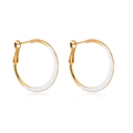Pendientes de aro minimalistas de plata S925 bañados en oro con esmalte blanco - Blanco