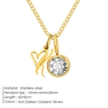 Elegant golden stainless steel initial K letter necklace with a sparkling round zircon pendant - Letter K / Gold