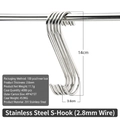 Ganci a S in acciaio inox 201 spessore 2,8mm per cucina e bagno da appendere - Diametro 2,8 mm/Altezza 14 cm