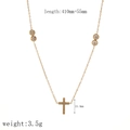 Close-up of 18k gold plated cross necklace showing 410mm length and 3.5g weight detail - Cross Rhinestone Necklace (TN3525)