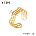 Detailed view of adjustable 18K gold plated wave ring with hammered texture, 0.7cm wide - Y104-Gold Wave Texture Three-Layer Open Ring