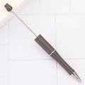 DIY beaded pen with dark gray grip and metallic rod for customizable macaron bead jewelry - Bentley Grey