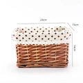 Cesto in vimini marrone con fodera in pizzo a pois, misura 23cm x 15cm x 14cm - Piccolo / Marrone Lucido (Fodera a Pois Marroni)