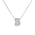 Silver-tone box chain necklace with 18k zircon micro-pave letter B balloon pendant - Letter B / Silver