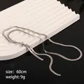 Adjustable silver titanium steel snake chain necklace with slider bead, length 60cm - 60CM / Silver