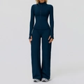 Survêtement thermique bleu marine pour femme avec veste zippée et pantalon large - S / Haut Et Bas / Bleu Marine