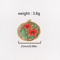 Detail view of 25mm gold titanium pendant featuring red poppy flower design and 3.8g weight - Style 4-Red Poppy (DZ06-4)
