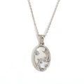 Silver Pisces zodiac necklace with shell inlay and star pendant on O-chain - Pisces / Steel