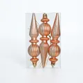 Set di tre ornamenti natalizi a fuso color champagne con glitter in confezione trasparente - Stile Zucca/3 Pezzi