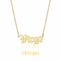 Detailed close-up of a gold Virgo zodiac sign pendant on a delicate link chain necklace - Virgo (Gold)