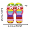 Macro detail of rainbow flip-flop embroidered patch with dimensions 6.6x5.4cm - Flip-flops