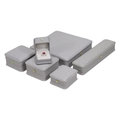 Gray leather jewelry box set with gold crown buckles for rings and necklaces - Ring Box (White Interior) / Premium Grey