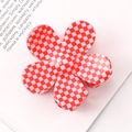 Flower Shaped Claw Clip / Red and White Plaid Flower