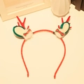 Christmas reindeer antler headband with mink fur red ears and festive ribbon bows - Headband 5# (Single)