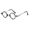 Steampunk-Rundbrille mit blauem Marmorrahmen und silberner Metallbrücke - Gebürstete Antike Bronze/Klare Linse