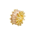 Macro detail of 18K gold plated barrel bead with champagne baguette crystals for DIY jewelry - Gold Champagne Stone