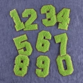 Patch numerici 0-9 in ciniglia verde erba con bordo glitterato dorato per il fai da te - 8cm/Verde/Set di Numeri 0-9