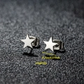 Minimalist stainless steel star stud earrings with a polished silver finish for women - 007 Steel Star