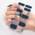 Deep blue and checkered 3D laser nail strips set with a glossy finish, model DQ-18 - DQ-18 Blue White Checkered