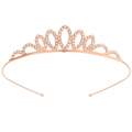 Serre-tête couronne élégant en or rose avec strass brillants pour petite princesse - Couronne à arc en forme de larme symétrique en or rose (Style 45)