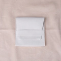 Light gray square velvet jewelry pouch with flap closure and horizontal strap - Thickened Microfiber Tab Closure (Light Grey) / 8x8cm