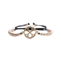 Detail of infinity symbol charm with pavé cubic zirconia on braided cord bracelet - Mixed Color Chain