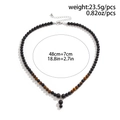 Men's volcanic stone beaded necklace with tiger eye accents and adjustable chain - Black Tiger Eye Beaded Style