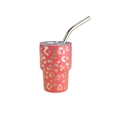 3oz pink leopard print stainless steel tumbler with metal straw and clear lid - Rose Leopard Print