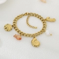 Bracciale oceano placcato oro 18 carati con ciondoli a stella marina conchiglia ippocampo - Stile Cavalluccio Marino Conchiglia Pesciolino (KB204436-SXSJ)