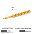 Barrette dorée en acier inoxydable avec 6 perles martelées, 6cm, design imperméable - Or-Pince à Cheveux en Acier Inoxydable