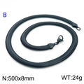 Flat black stainless steel snake chain necklace with 8mm width and lobster clasp detail - 8mm Black 50cm
