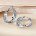 Elegant silver 316L stainless steel triple hoop earrings with a polished finish - 30mm (PJER255) / Silver
