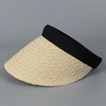 Dettaglio della trama in paglia intrecciata ondulata con fascia nera elastica - M (56-58cm) / Beige