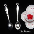 Macro di mini cucchiai in lega d'argento 11x54mm per accessori per case di bambole - Cucchiaio da Minestra Liscio Grande (11x54mm)