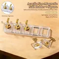 Macro view of transparent acrylic base and 5 gold nail holders for press-on display - 5-Slot Non-Magnetic Base 01 - Gold