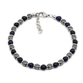 Men's beaded bracelet with blue natural stones and gray hematite beads, B027 style - Lapis Lazuli Bracelet (B027)