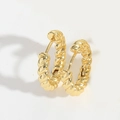 Elegant gold twisted rope hoop earrings with a textured croissant spiral design for women - Large Twisted Rope