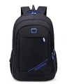 Men's black travel backpack with blue zipper accents and sporty waterproof fabric design - 8713 Blue