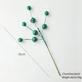 Baies de Noël artificielles avec paillettes vertes, longueur 35 cm, pack de six - 6 Faisceaux/Paquet (35cm) / Vert Foncé