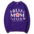 Purple Mama Est 2025 hoodie with Best Mom Ever floral print in size M - Purple
