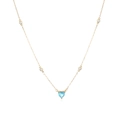 Sweet gold heart necklace featuring a blue gemstone and white zircon accents - Gold Sea Blue Zirconia