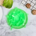 6-piece set of vibrant green silicone stretch lids in various sizes for food storage - 55g Round 6-Piece Set (Three Ears) / Round Green