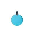 Cyan round titanium steel dog tag pendant with silver buckle for engraving - 35*1.8mm / Blue Round (Inner Hole)