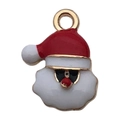 Ciondolo Babbo Natale in smalto e lega con occhiali da sole per gioielli fai da te - Stile Testa di Babbo Natale (8869) / 1 Pezzo (12x18mm) / Rosso & Bianco