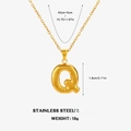 Gold stainless steel puffy letter Q pendant necklace with balloon texture finish - Letter Q