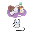 Luminous purple 40oz tumbler nameplate featuring cute resin 3D cat and furniture miniatures - 40OZ-Home Cat Scene