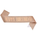 Banda de purpurina oro rosa con texto Happy Birthday para fiestas de cumpleaños chic - Feliz Cumpleaños / Oro rosa