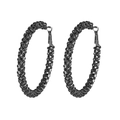 Sparkling black crystal oversized hoop earrings for women with a glamorous metal finish - Black Dense Diamond DTE-GG60GU-BK